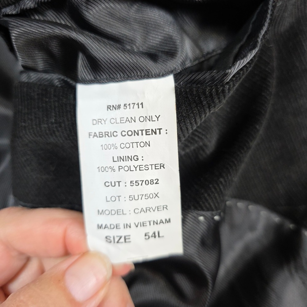 Andrew Fezza Men's 54L Corduroy Blazer Black Two Button Sport Coat Jacket Lined - Picture 3 of 11